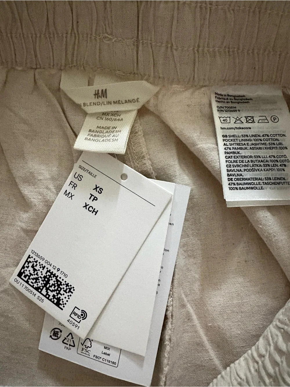 H&M linen casual pull on pants